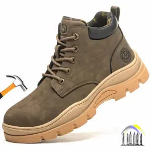 Schoenen met stalen neus Winterveiligheidsschoenen voor heren Anti-smash lekbestendige veiligheidslaars voor ingenieurs beschermende onverwoestbare schoenen