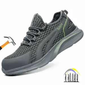 zomerveiligheidsschoenen reflecterende veters stalen neus werkschoenen met bescherming lichtgewicht werklaarzen ademende gebreide sneakers