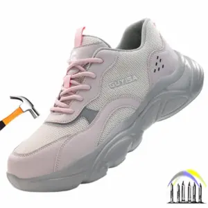 Stalen neus veiligheidsschoenen voor dames, lichtgewicht, ademend, modieuze werkschoenen, beschermende werksneakers, industriële comfortabele veiligheidsschoenen