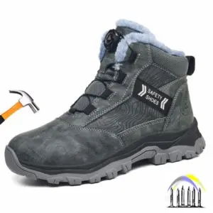 winterveiligheidsschoenen met draaiknop, anti-lek waterdichte werkschoenen voor heren, industriële constructie werklaarzen met stalen neus