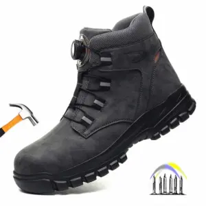 comfortabele veiligheidsschoenen voor heren hoge waterdichte werkschoenen antislip veiligheidslaarzen rubberen buitenzool werksneakers met metalen neus