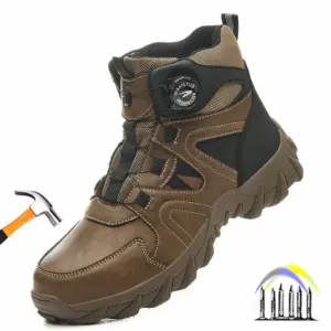 veiligheidsschoenen met draaiknop, antislip werkschoenen, hoge werksneakers van micvezelleer, industriële waterdichte werklaarzen voor heren