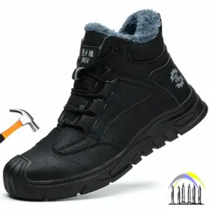 winter geïsoleerde veiligheidsschoenen met warme pluche anti-lek werksneakers met waterdichte werkschoenen met plastic neusconstructie