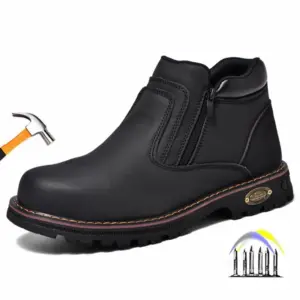werkschoenen voor heren waterdichte veiligheidsschoenen heren anti-vonk leren laarzen heren anti-lek antislip lasschoen zwarte werkschoenen