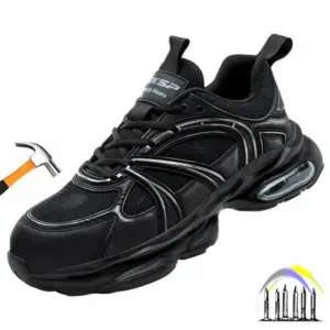 zwarte werkschoenen met plastic neus comfortabele veiligheidsschoenen voor heren dames lichtgewicht werksneakers werklaarzen voor de bouw
