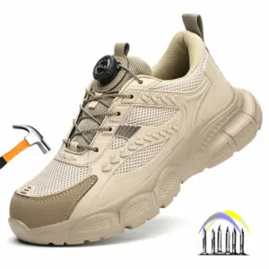 lichtgewicht veiligheidsschoenen met stalen neus en draaiknop, anti-lek constructie werklaarzen met bescherming, antislip werkschoenen