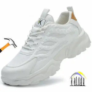 witte werkschoenen lichtgewicht comfortabele veiligheidsschoenen heren dames werkschoenen met een stalen neus lekbestendige veiligheidswerksneakers
