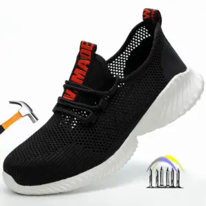 zomerveiligheidsschoenen zwarte werkschoenen met ijzeren neus anti-lek lichte werkschoenen ademende veiligheidswerksneakers voor heren dames
