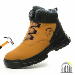 warme werklaarzen winterveiligheidsschoenen industriële schoenen met roterende knop hoge laarzen met stalen neus waterdichte antislip werkschoenen