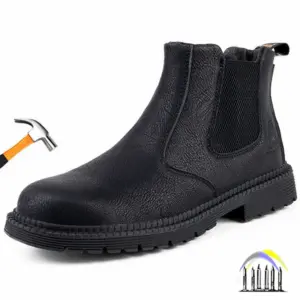 Werklaarzen met stalen neus voor heren Leren werkschoenen Waterdichte veiligheidsschoenen Industriële constructie beschermende schoenen met metalen neus