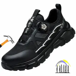 antivermoeidheidswerkschoenen met stalen neus, lichtgewicht, ademende veiligheidsschoenen met draaiknop, werklaarzen, arbeidsbeschermingsschoenen