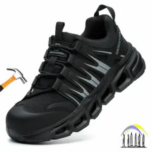 ultralichte zwarte veiligheidsschoenen voor heren, laarzen met stalen neus, comfortabele werkschoenen voor dames, antislip beschermende werksneakers