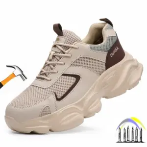 Zomerse veiligheidsschoenen Ademende werkschoenen van mesh Lichtgewicht veiligheidssneakers voor dames Anti-steek industriële beschermende werklaarzen