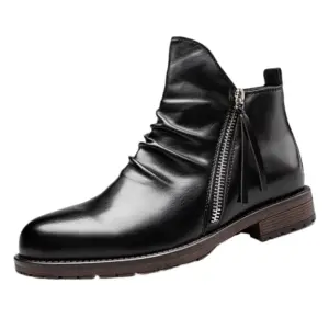 Cowboylaarzen voor heren Vierkante neus Zacht PU-leer Enkel Westernlaarzen Retro Slip On Chelsea Boot Casual comfortabele kledingschoenen