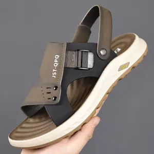 Zomerplatformsandalen Outdoor Casual leren sandalen met open teen voor heren Jongenswandelschoenen Zomerwandelschoenen Strandwaterschoenen - Khaki, 41
