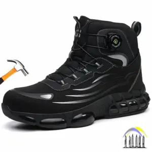 veiligheidsschoenen met roterende knop, werklaarzen met stalen neus voor dames, heren, ultralichte schoenen, antislip werkschoenen, beschermende werksneakers