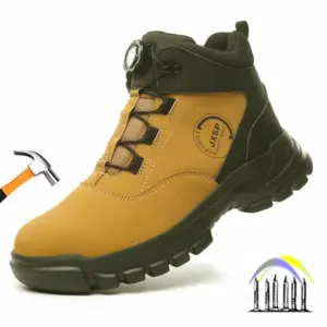veiligheidsschoenen met roterende knop, anti-smash werklaarzen met stalen neus, industriële constructie, lekbestendige herfst-winterwerkschoenen