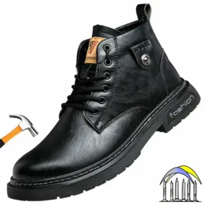 Schoenen met stalen neus voor heren Dames waterdichte werkschoenen zwart lederen veiligheidsschoenen anti smash anti-lek lichtgewicht veiligheidslaarzen