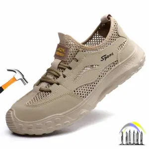 Zomerse ademende veiligheidsschoenen met kunststof neusbescherming Lichte werkschoenen Industriële geïsoleerde schoenen Anti-steek beschermende werklaarzen