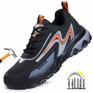 lichte veiligheidsschoenen voor heren, antislip werkschoenen met stalen neus, anti-smash anti-lek industriële beschermende werksneakers