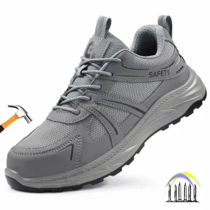 Schoenen met stalen neus voor heren Antislip Onverwoestbare veiligheidstennisschoenen Lichtgewicht ademende constructie Sneakers anti-lek
