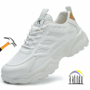 witte werkschoenen lichtgewicht comfortabele veiligheidsschoenen heren dames werkschoenen met een stalen neus lekbestendige veiligheidswerksneakers