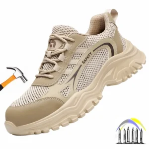 lichtgewicht zomerwerk schoenen van mesh, ademende veiligheidsschoenen, industriële tennisschoenen met stalen neus voor heren, beschermende teen sneakers