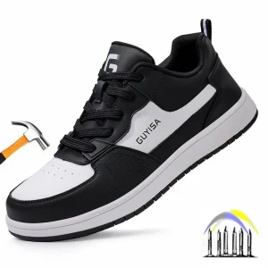 Schoenen met stalen neus voor heren Dames Leren werkschoenen Industriële constructie Magazijnveiligheidsschoenen Lichtgewicht werksneakers