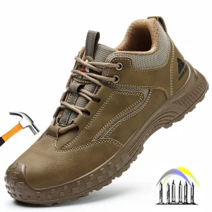 Antislip sneakers met stalen neus, anti-leklaarzen, anti-smashing arbeidsschoenen, waterdichte veiligheidsschoenen voor heren, leren werkschoenen