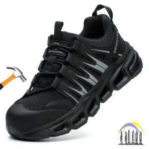 ultralichte zwarte veiligheidsschoenen voor heren, laarzen met stalen neus, comfortabele werkschoenen voor dames, antislip beschermende werksneakers