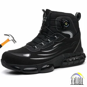 veiligheidsschoenen met roterende knop, werklaarzen met stalen neus voor dames, heren, ultralichte schoenen, antislip werkschoenen, beschermende werksneakers