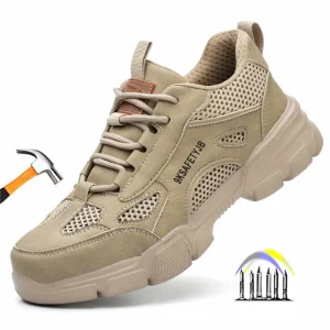 ademende veiligheidsschoenen heren zomerwerkschoenen lichtgewicht werkschoenen heren anti-lek beschermende schoenen antislip werksneakers