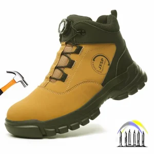 veiligheidsschoenen met roterende knop, anti-smash werklaarzen met stalen neus, industriële constructie, lekbestendige herfst-winterwerkschoenen