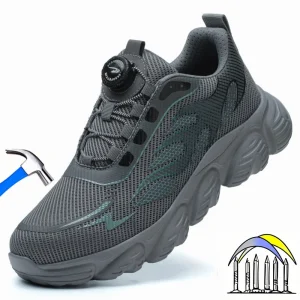 Lichtgewicht veiligheidsschoenen voor heren Schoenen met draaiknop Anti-smash laarzen met stalen neus Anti-steekwerkschoenen Veiligheidssneakers met veiligheidsneus