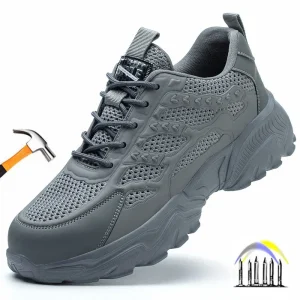 veiligheidsschoenen voor heren met plastic neus, ademende werkschoenen, anti-lek lichte veiligheidslaarzen voor heren, werkende zomersneakers voor dames
